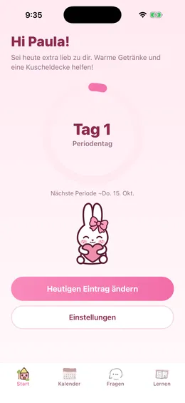 Bloom-Startbildschirm mit dem Kaninchen und Eintrag per Tipp