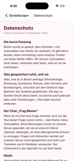 Bloom-Datenschutz mit optionalem Schloss