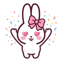 Bloom the bunny celebrating with confetti